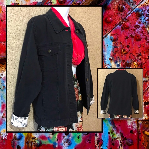 90s Vintage Black Denim Oversized Boyfriend Jacket Shacket - Picture 4 of 14